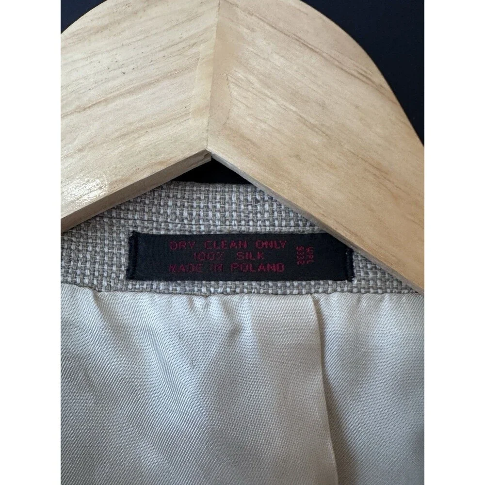Savile Row Blazer Men 100% Silk Beige Brown Tweed Blazer Sport Coat Jacket 46L